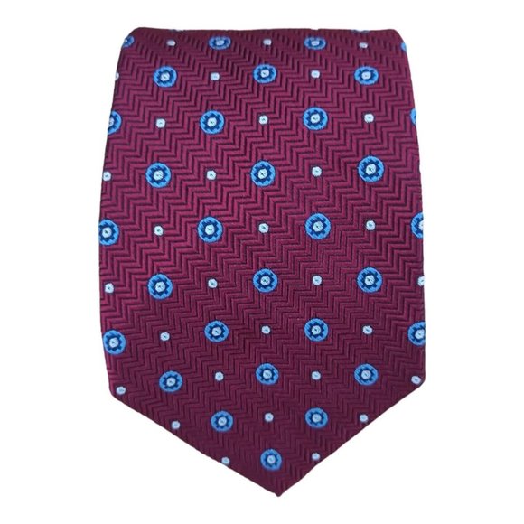 BROOKS BROTHERS MAKERS & MERCHANTS Burgundy Geometric Silk Tie USA  60"/ 3.2" EC - Picture 1 of 6